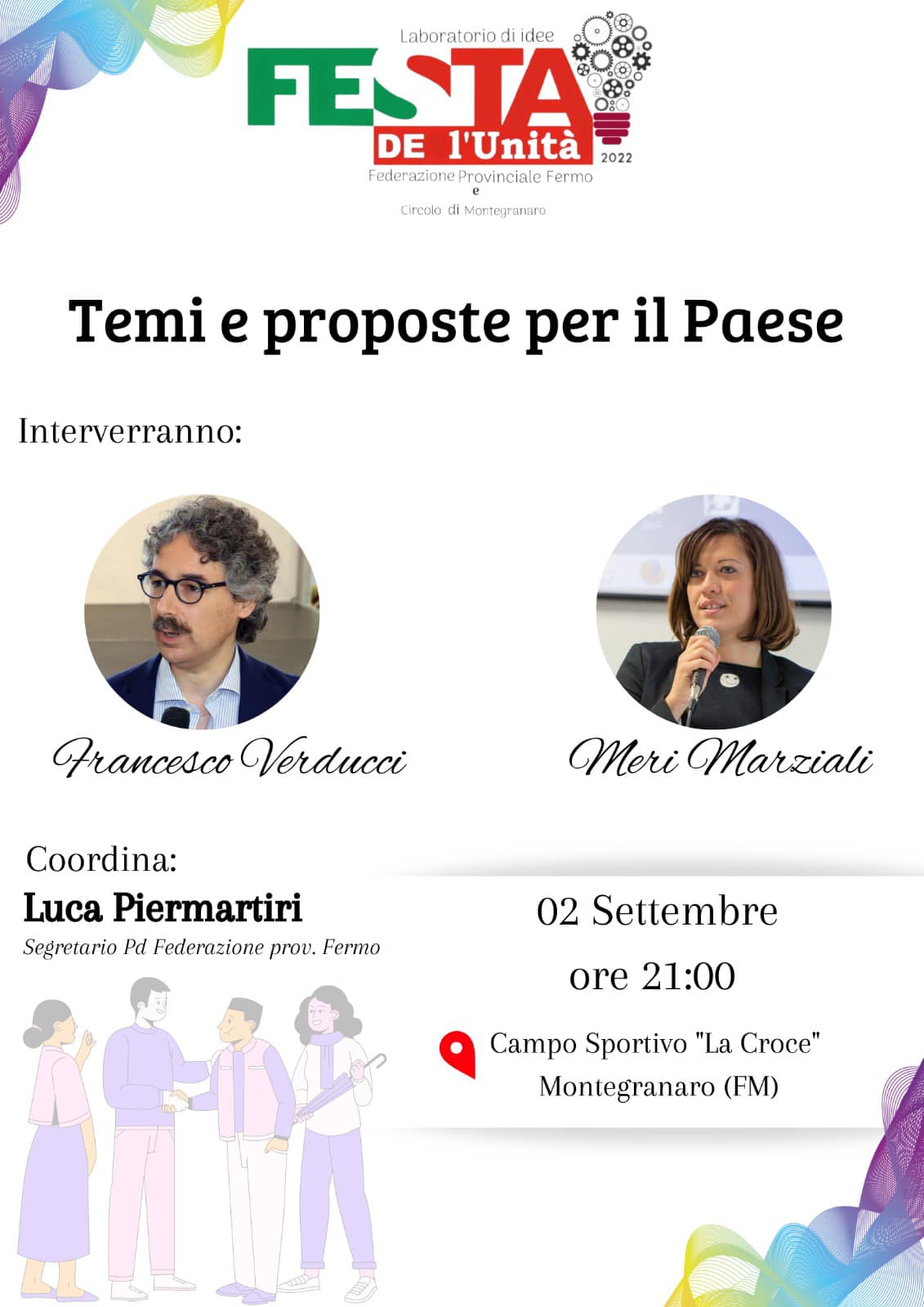 Al momento stai visualizzando TEMI E PROPOSTE PER IL PAESE – INCONTRO ALLA FESTA DELL’UNITA’