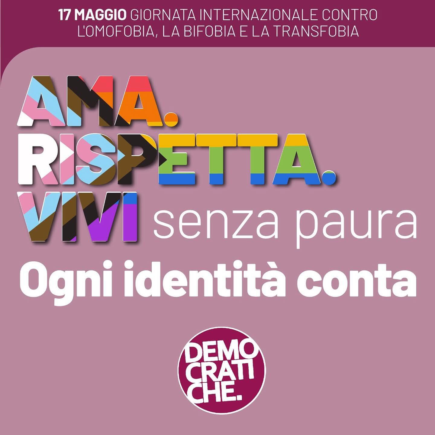 Al momento stai visualizzando 🏳️‍🌈17 MAGGIO 2026 – GIORNATA INTERNAZIONALE CONTRO L’OMOFOBIA, LA BIFOBIA, LA LESBOFOBIA, LA TRANSFOBIA.
